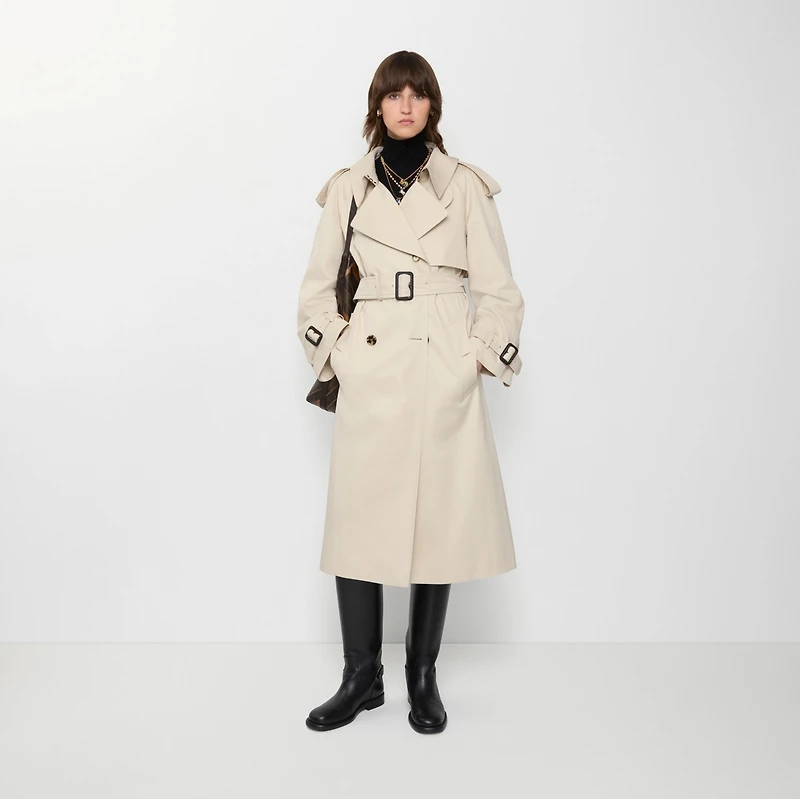 Long Gabardine Fitzrovia Trench Coat in Clam beige - Women | Burberry® Official