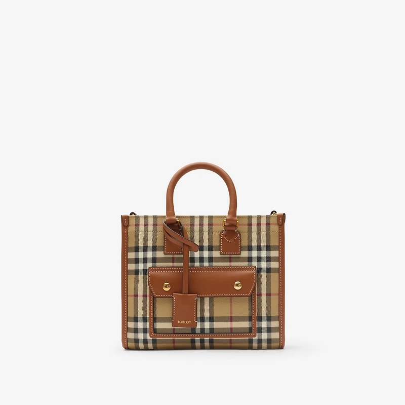 Mini Freya Tote in Archive beige/briar brown - Women | Burberry® Official