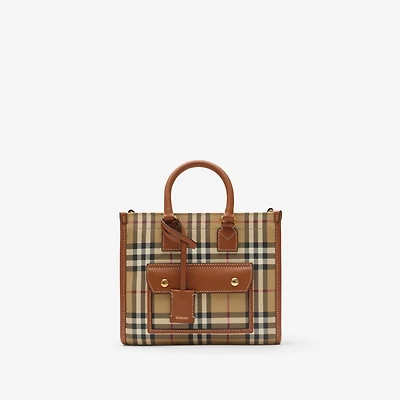 Mini Freya Tote in Archive beige/briar brown - Women | Burberry® Official
