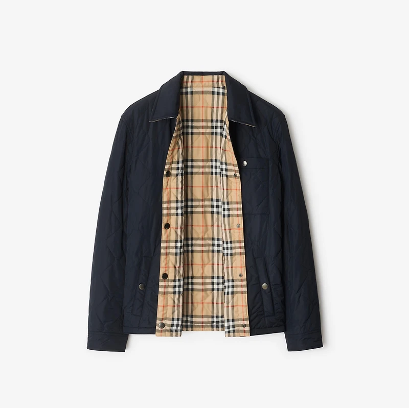 Reversible Quilted Nylon Overshirt in Navy - Men | Burberry® Official