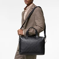 Embossed Check Briefcase in Black - Men | Burberry® Official