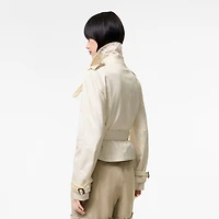 Cropped Tropical Gabardine Trench Jacket in Tundra white - Women | Burberry® Official