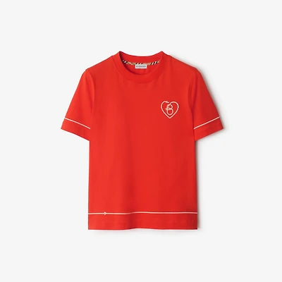 B Heart Cotton T-shirt in Tulip red - Women | Burberry® Official