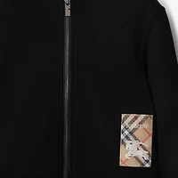 Check Label Cotton Zip Hoodie in Black | Burberry® Official