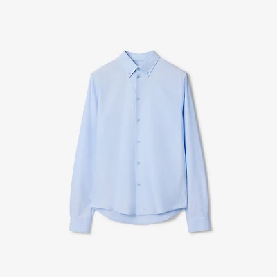 Slim Fit Cotton Oxford Shirt in Blue smoke - Men | Burberry® Official