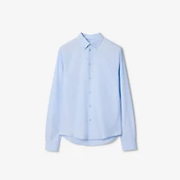 Slim Fit Cotton Oxford Shirt in Blue smoke - Men | Burberry® Official
