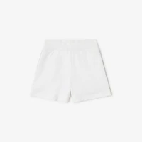 Check Trim Cotton Shorts in White | Burberry® Official