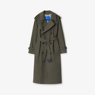 Long Stretch Wool Trench Coat in Moss melange - Women, Nylon, Technical | Burberry® Official
