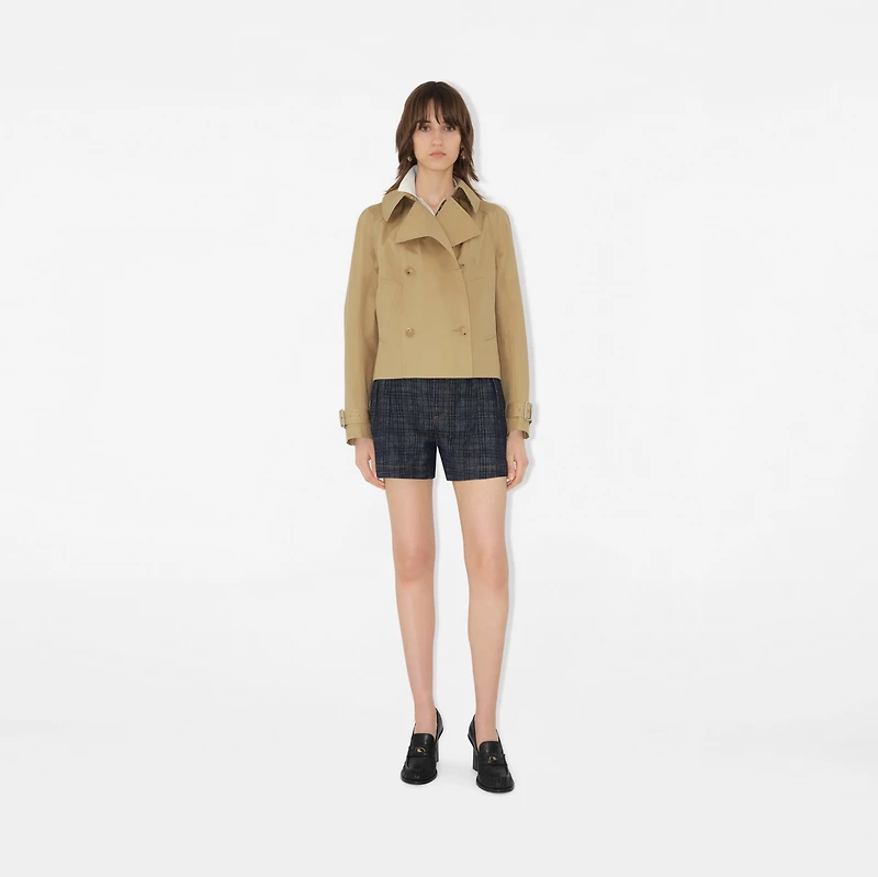 Cropped Cotton Trench Jacket in Flax - Women | Burberry® Official