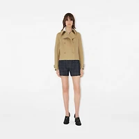 Cropped Cotton Trench Jacket in Flax - Women | Burberry® Official