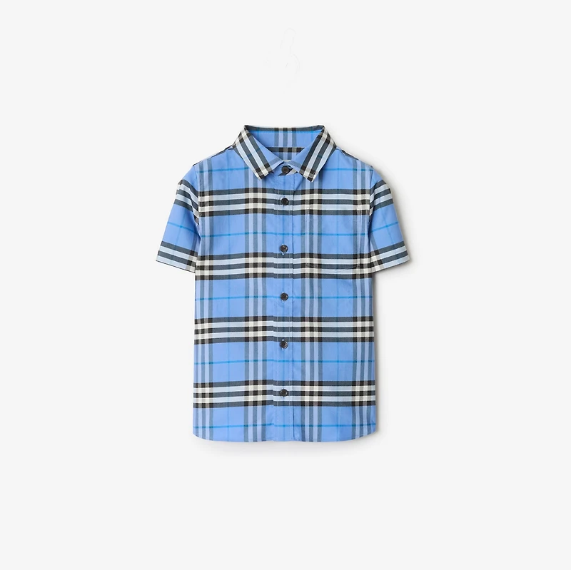 Check Cotton Oxford Shirt in Cornflower blue | Burberry® Official