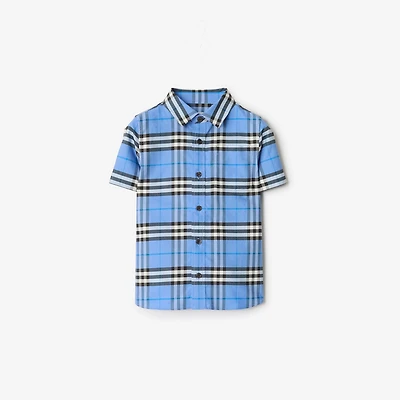 Check Cotton Oxford Shirt in Cornflower blue | Burberry® Official
