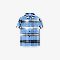 Check Cotton Oxford Shirt in Cornflower blue | Burberry® Official