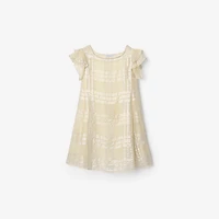 Metallic Check Silk Dress in Sand beige | Burberry® Official