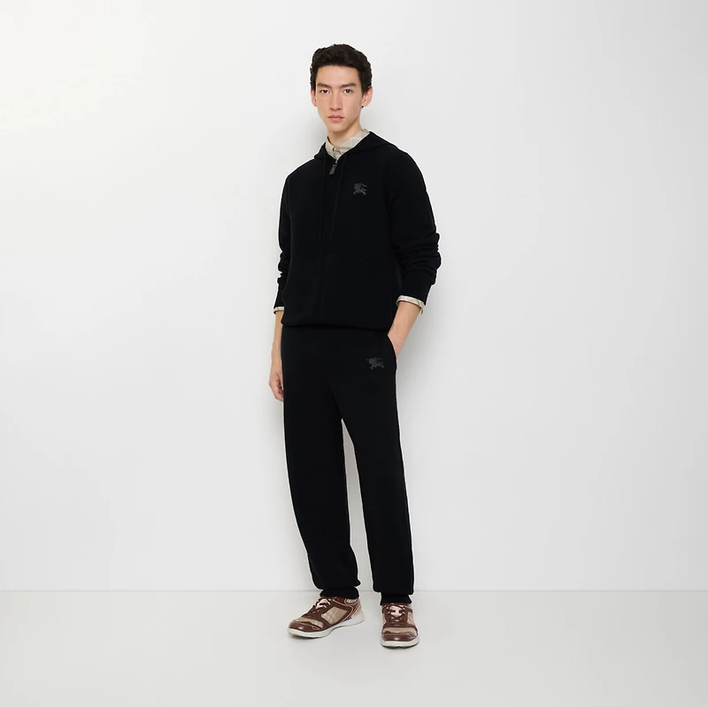 Wool Blend Track Pants in Black - Men, Cashmere | Burberry® Official