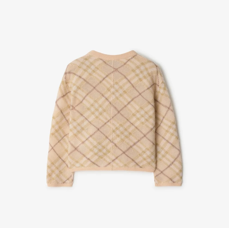 Check Alpaca Silk Blend Cardigan in Shell | Burberry® Official