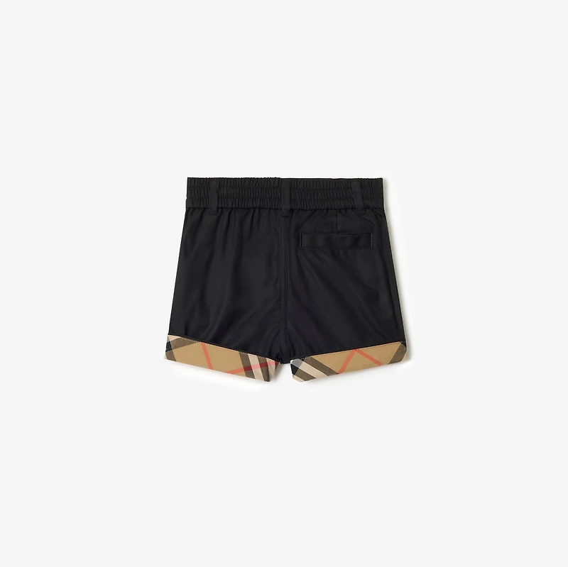 Check Turn-up Cotton Shorts in Black | Burberry® Official
