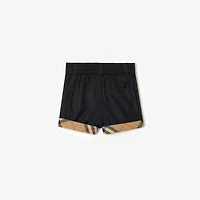 Check Turn-up Cotton Shorts in Black | Burberry® Official