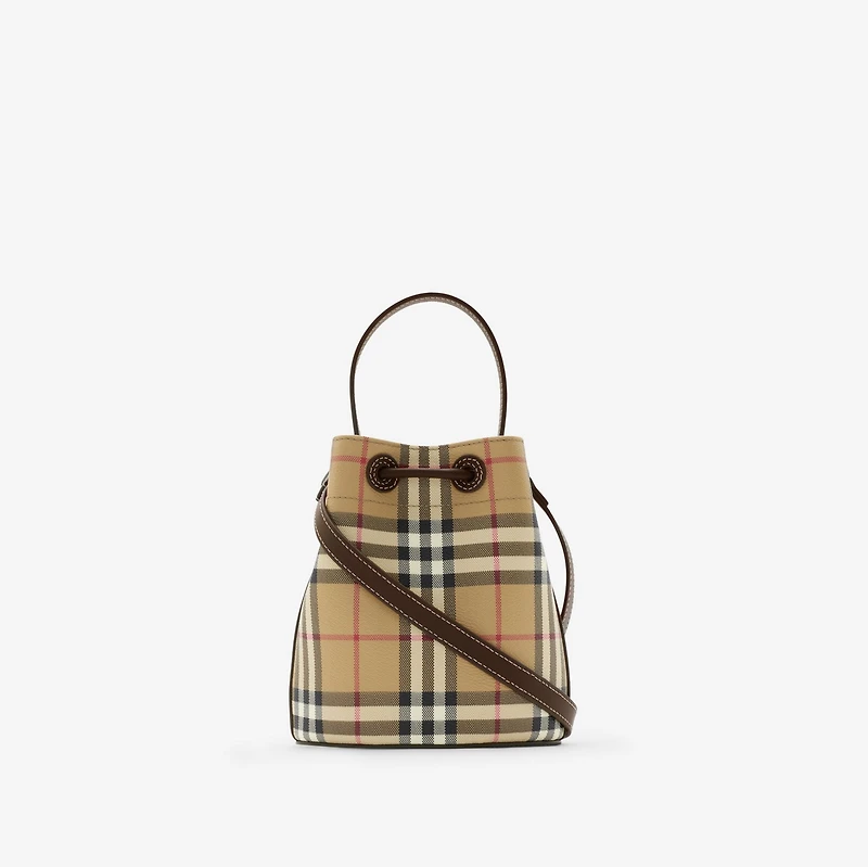 Mini Check Bucket Bag in Archive beige/military - Women | Burberry® Official