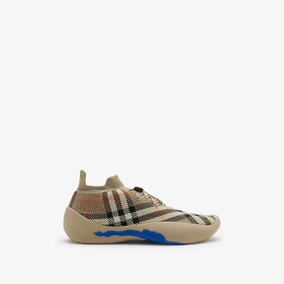 Check Knit Neptune Sneakers in Sand - Men | Burberry® Official