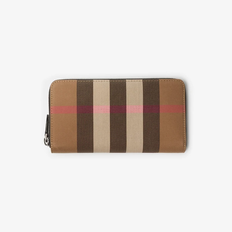 Check Zip Wallet in Taupe brown - Men | Burberry® Official