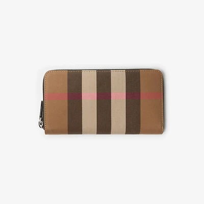 Check Zip Wallet in Taupe brown - Men | Burberry® Official