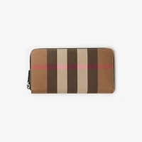Check Zip Wallet in Taupe brown - Men | Burberry® Official