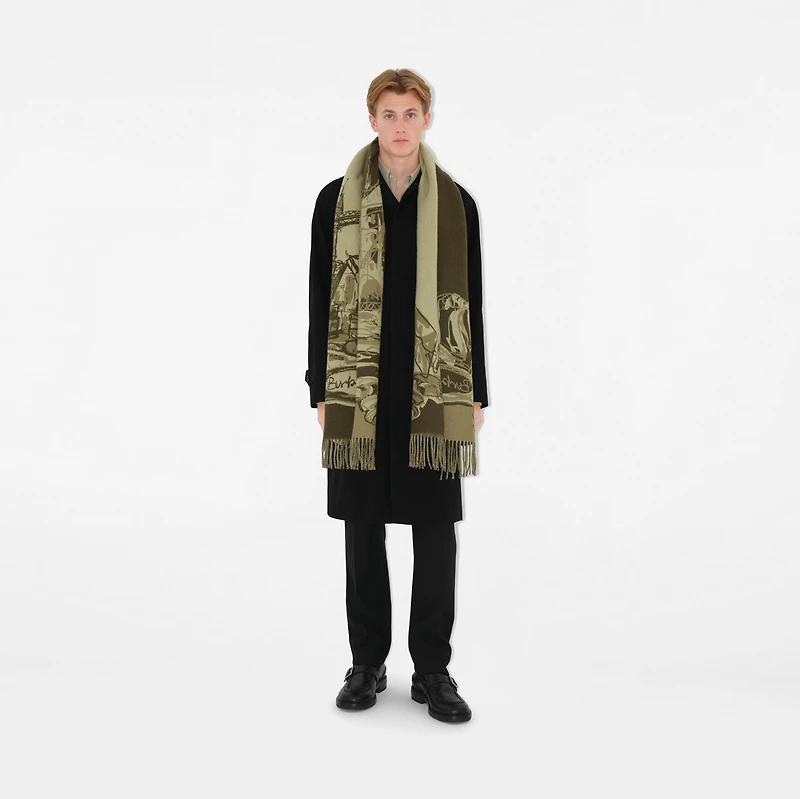 Tower Bridge Cashmere Scarf in Hunter | Burberry® Official
