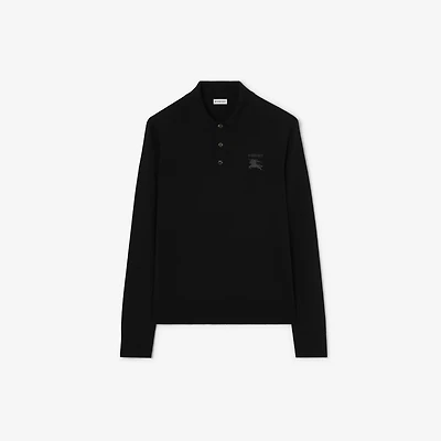 Long-sleeve Knight Wool Polo Shirt in Black - Men | Burberry® Official