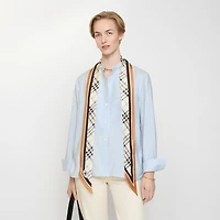 Skinny Check Knight Stamp Silk Scarf in Pebble white | Burberry® Official