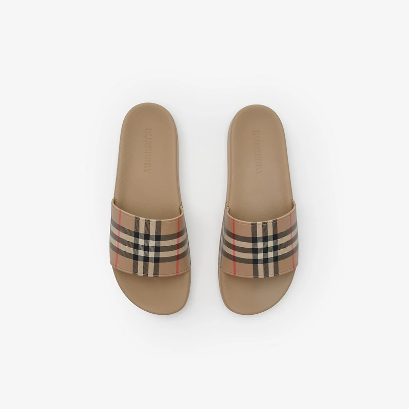 Check Slides in Archive beige - Men | Burberry® Official
