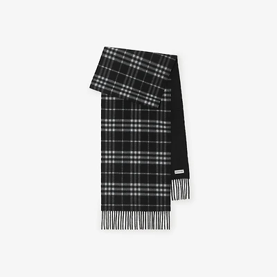 Reversible Check Cashmere Scarf in Black/calico | Burberry® Official