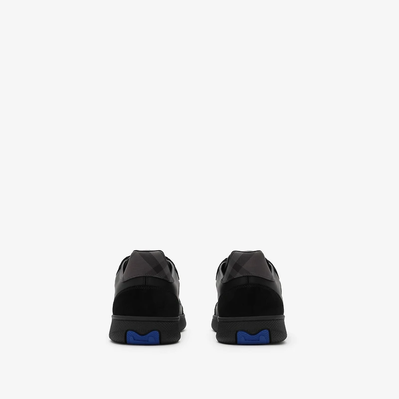 Leather, Suede and Check Terrace Sneakers​ in Black/lead grey - Men | Burberry® Official