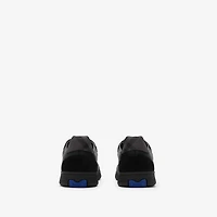 Leather, Suede and Check Terrace Sneakers​ in Black/lead grey - Men | Burberry® Official