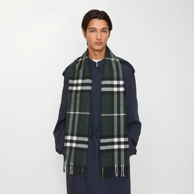 Check Cashmere Scarf in Anchor | Burberry® Official