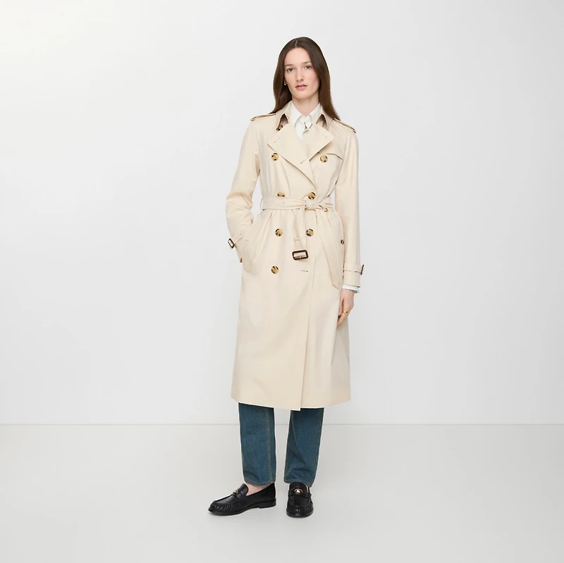 Long Tropical Gabardine Waterloo Trench Coat in Clam beige - Women | Burberry® Official