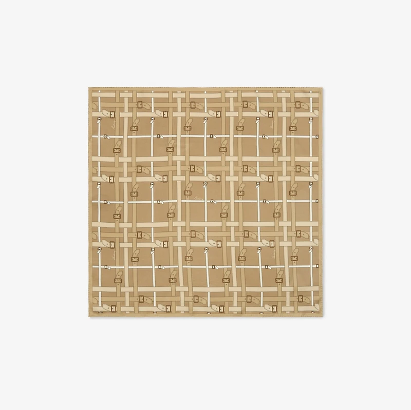 Belt Check Silk Scarf in Finch beige | Burberry® Official