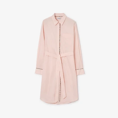 Check Trim Cotton Shirt Dress in Ballet pink - Women | Burberry® Official