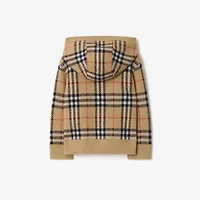 Check Wool Zip Hoodie in Sand beige | Burberry® Official