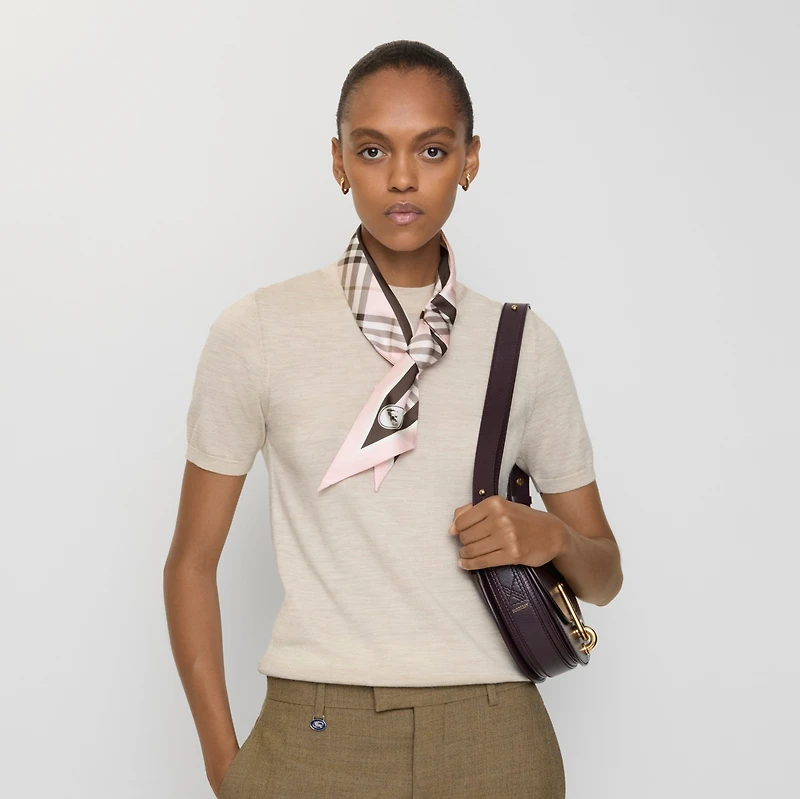 Skinny Check Silk Scarf in Bow pink | Burberry® Official
