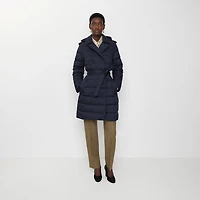 Mid-length Nylon Hooded Puffer Coat in Navy blue - Women | Burberry® Official