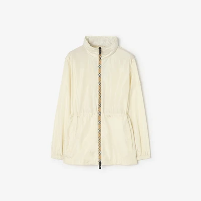 Short Checker-tape Nylon Parka in Seashell white - Women | Burberry® Official