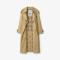 Long Gabardine Fitzrovia Trench Coat in Beige - Women, Cotton Gabardine | Burberry® Official