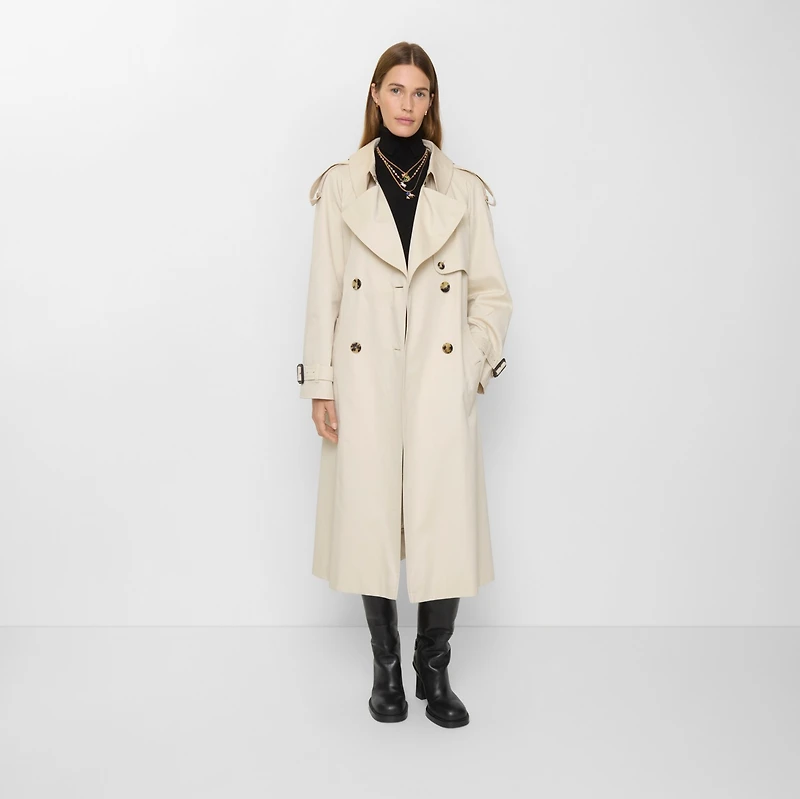 Long Gabardine Fitzrovia Trench Coat in Clam beige - Women | Burberry® Official