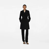 Mid-length Chelsea Heritage Trench Coat in Black - Women, Cotton Gabardine | Burberry® Official