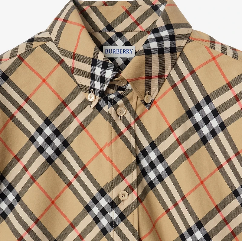 Relaxed Fit Check Cotton Flannel Shirt in Sand beige - Men | Burberry® Official