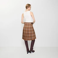Check Wool Kilt in Ginger orange - Women | Burberry® Official