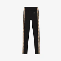 Check Trim Stretch Nylon Leggings in Black - Women | Burberry® Official
