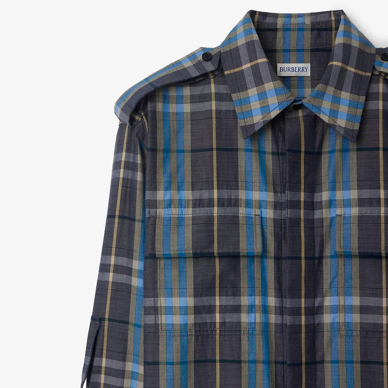 Regular Fit Check Cotton Shirt in Ink - Women | Burberry® Official