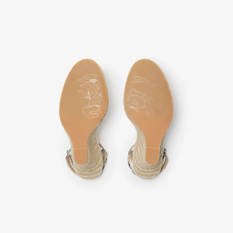 Check Mews Espadrille Pumps​ in Sand - Women, Linen | Burberry® Official